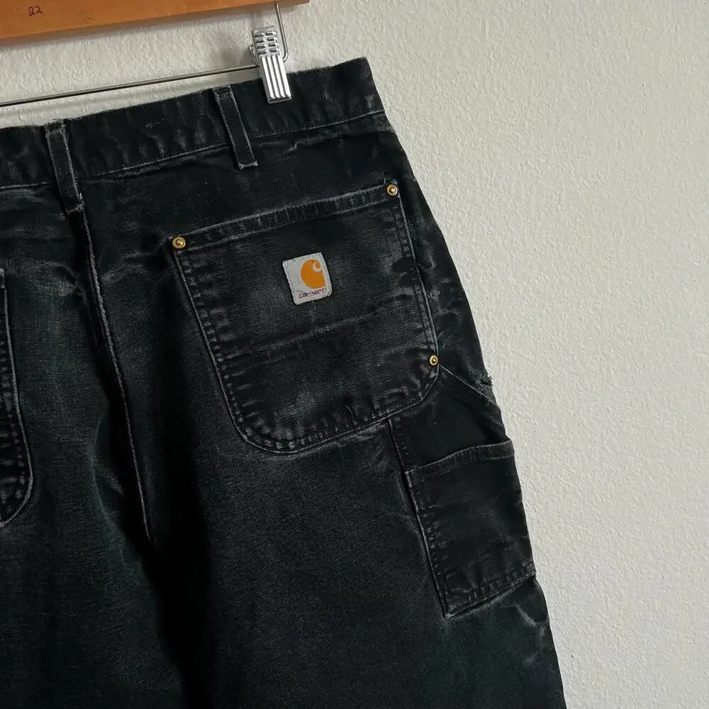 Carhartt faded black double knee work wear carpenter pants - Picture 7 of 13